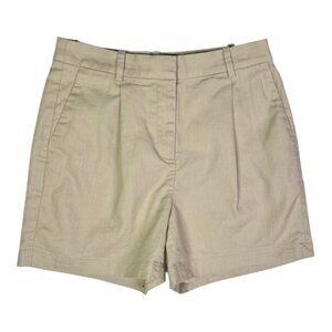J. Crew Factory Size 2 High Rise Pleated Shorts Tan Lined Linen Blend